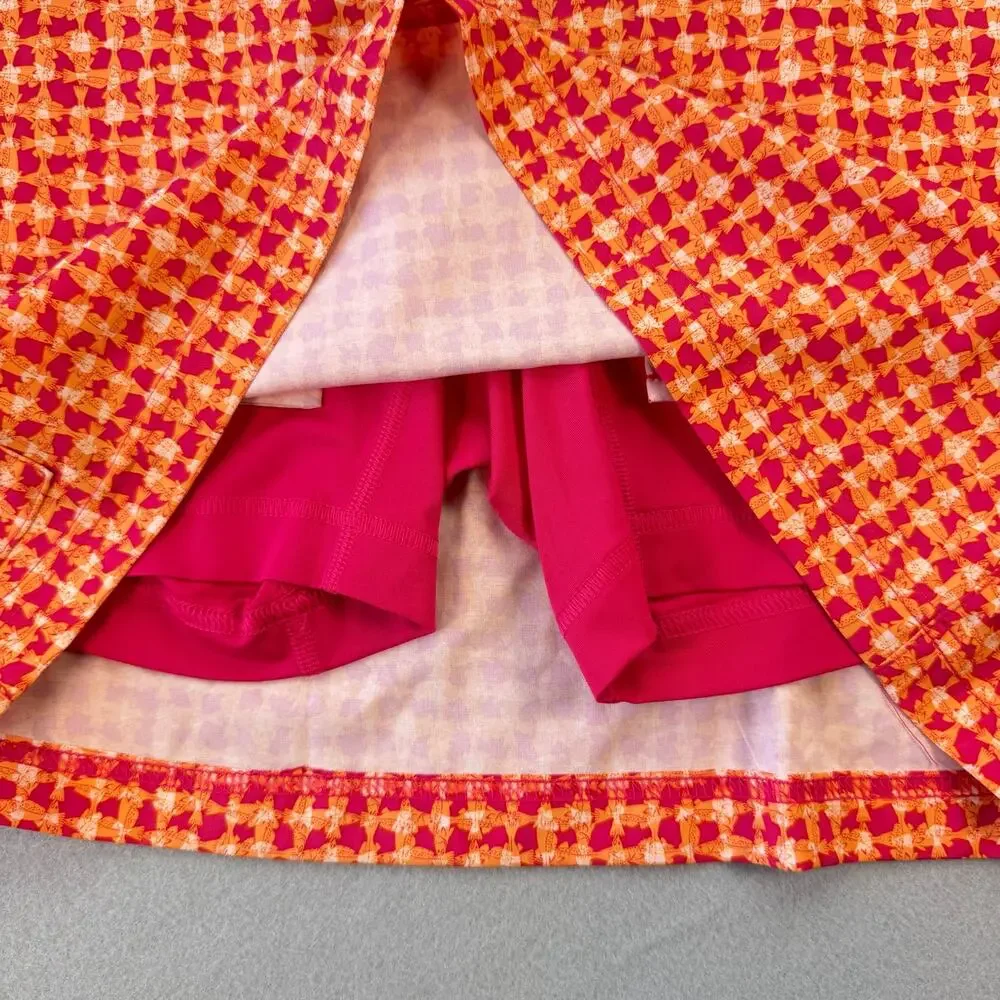Columbia Orange Pink Bright Pattern Tennis Golf Outdoor Sporty Athleisure Skort